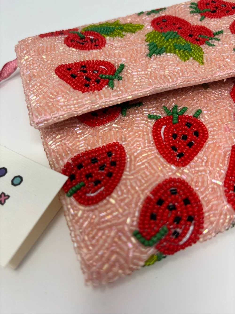 Pink Strawberry Beaded Tianany Clutch